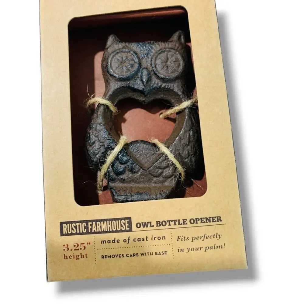 Twine Rustic Elegance Farmhouse Owl Bottle Opener New in Box 3.25
